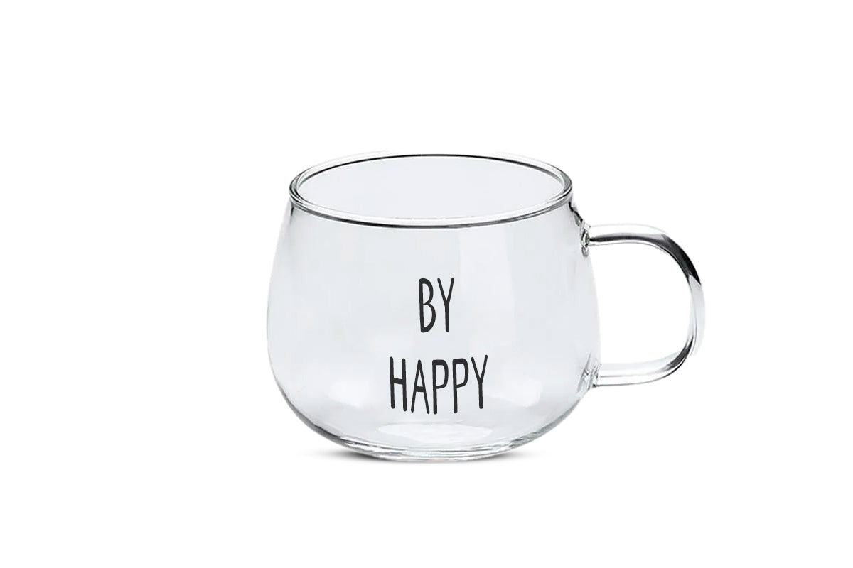 TAZAS DE VIDRIO BE HAPPY.
