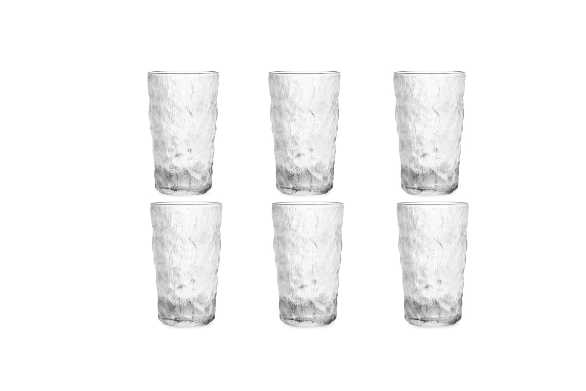 VASOS EN VIDRIO PAVONADO LARGOS 390ML.